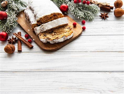 Premium Photo Christmas Stollen On Wood