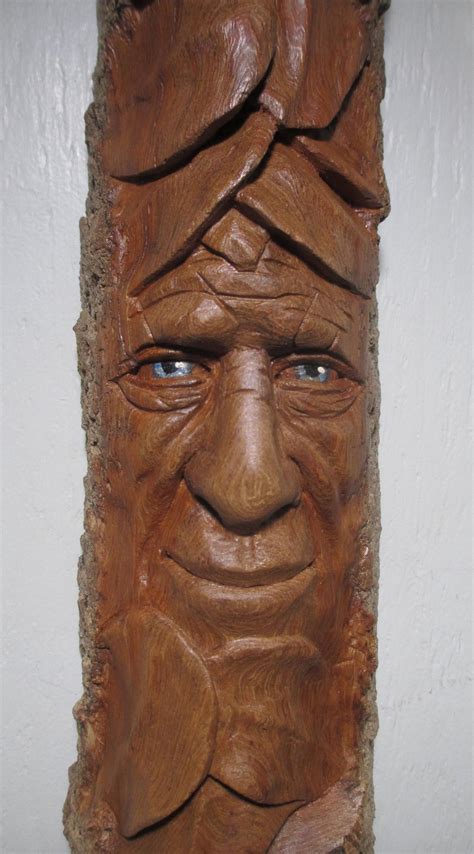 Greenman Hand Carved From North Dakota Cottonwood Bark One Of Etsy