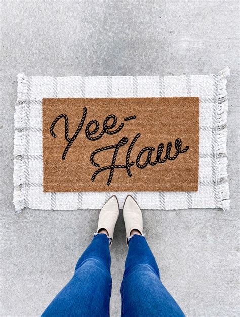 Yee Haw Doormat Rope Welcome Mat Howdy Yall Inspired Home Etsy