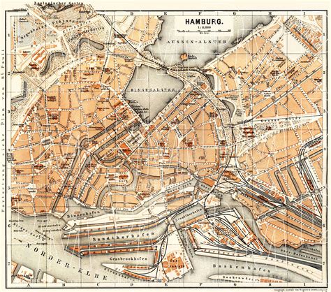 Old Map Of Hamburg In 1887 Buy Vintage Map Replica Poster Print Or