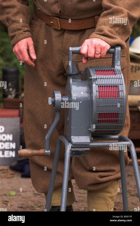 Pickering War Weekend Re Enactment 2008 - air raid siren Stock Photo - Alamy