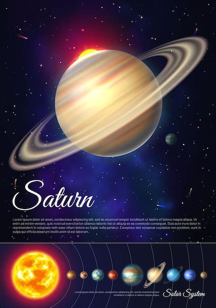 Saturno Planeta Con Anillos De Cartel Colorido De Gas Vector Premium