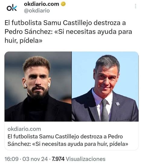 Jajajaja El tweet de Samu Castillejo a Sánchez Forocoches