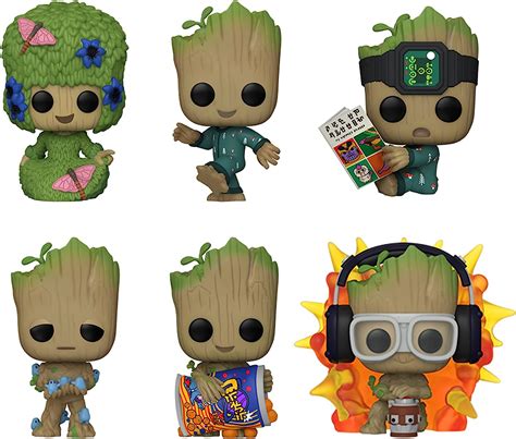 Funko Pop Marvel I Am Groot Set Of 6 Fancy Groot Groot In Onesie