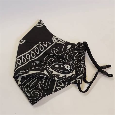 Black Bandana Face Mask Etsy