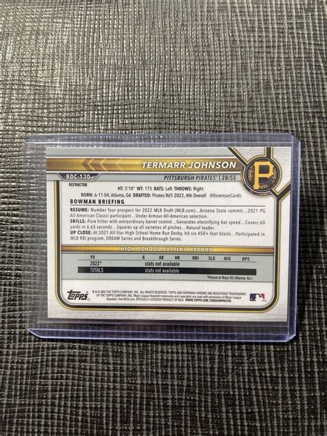 Bowman Draft Termarr Johnson St Bowman Chrome Refractor Bdc