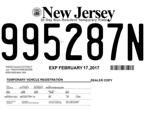 New Jersey Temporary License Plates Greattastic