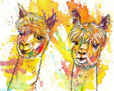 Alpacas Original Acrylic Painting On Canvas Llama Farmhouse Etsy