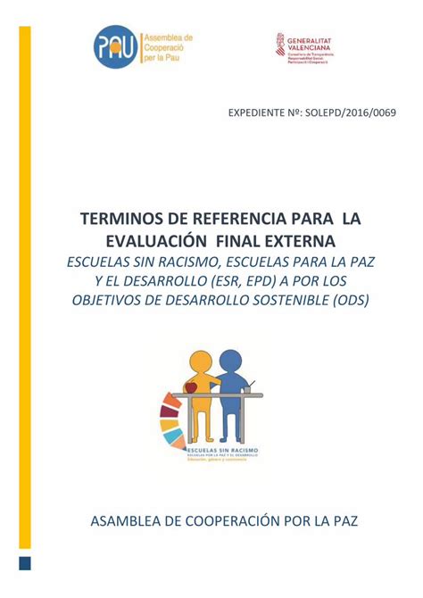 PDF TERMINoS DE REFERENCIA PARA LA EVALUACIÓN FINAL ³n ESR