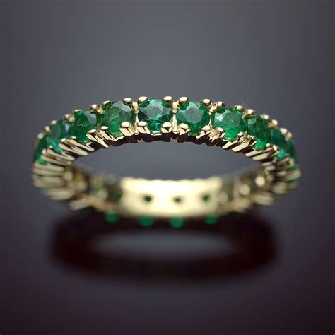 Brilliant Emerald Eternity Ring in 14k Yellow Gold - John Marmo