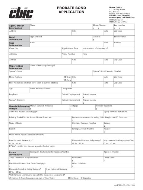 Probate Bond Application Fill Out Sign Online DocHub