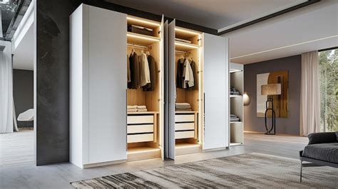 Premium Photo Large Lobby Wardrobe With Led Lighting And White