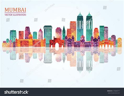 Mumbai Skyline Silhouette Vector Illustration Stock Vector (Royalty ...