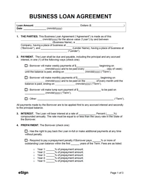 Free Loan Agreement Template PDF Word