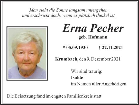 Traueranzeigen von Erna Pecher Allgäuer Zeitung