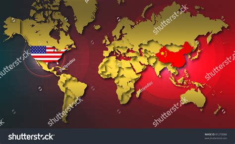 World Map Highlight In China And Usa Stock Photo 81270088 : Shutterstock