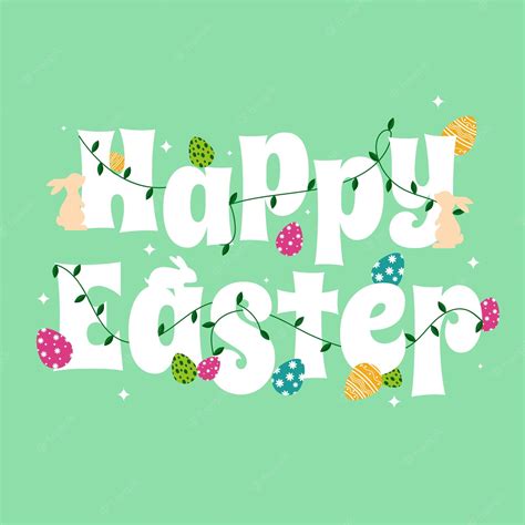 Premium Vector Happy Easter Day With Easter Decorative Font Background