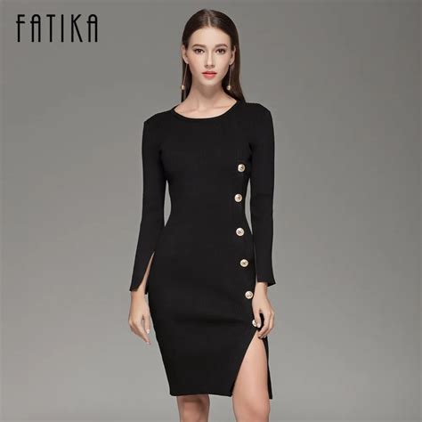 Buy Fatika Elegant Button Up Split Knitted Bodycon