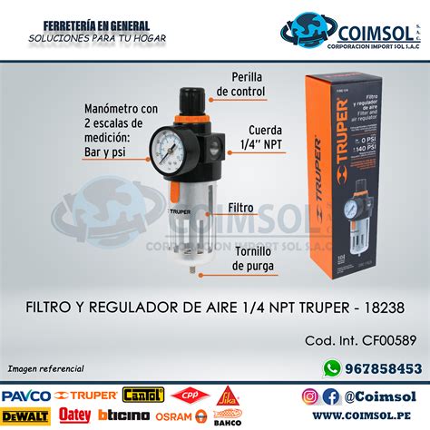 Filtro Y Regulador De Aire Npt Truper Corporacion Import Sol