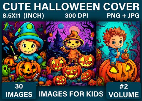 Cute Halloween Cover Images for Kids Graphic by Little Cat · Creative Fabrica