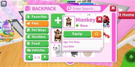 Roblox Adopt me pet monkey ride, Hobbies & Toys, Toys & Games on Carousell