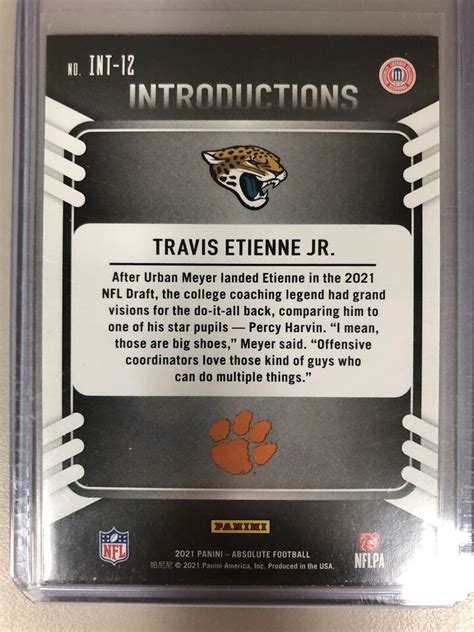 2021 Panini Absolute Introductions INT12 Travis Etienne Jr Jaguars