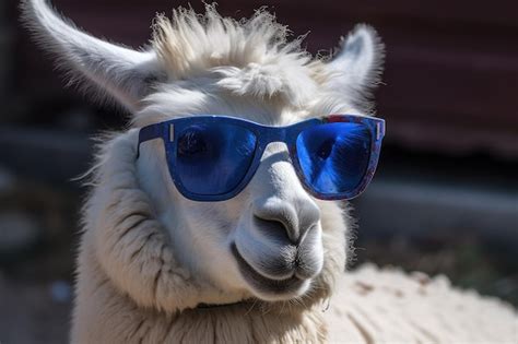 Premium AI Image A Llama Wearing Sunglasses And A Blue Sun Glasses