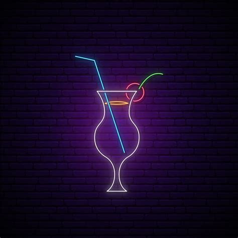 Premium Vector Cocktail Neon Sign