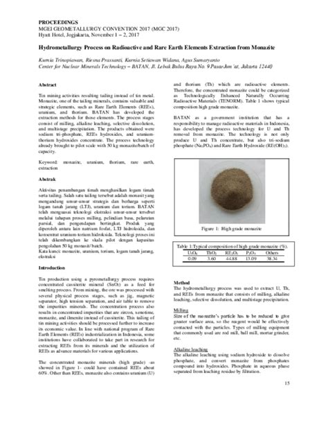 Pdf Hydrometallurgy Process On Radioactive And Rare Earth Elements