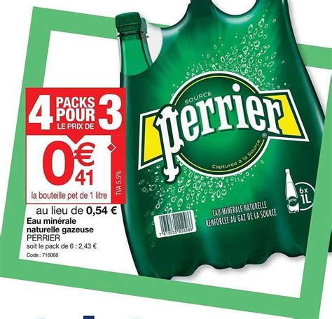 Promo Eau minérale naturelle gazeuse perrier chez Promocash