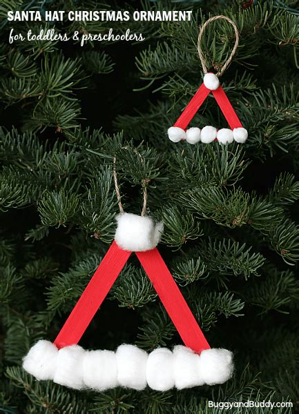 Santa Hat Homemade Christmas Ornament Using Craft Sticks Buggy And Buddy