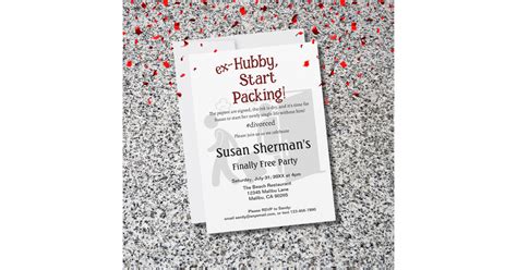 Divorce Party Celebration Ex Hubby Start Packing Invitation Zazzle