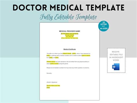 Doctors Note Doctors Letter Medical Certificate Printable Medical