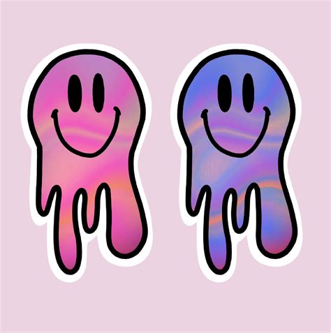 Rainbow Drip Smiley Sticker 2 Pack Smiley Face Stickers - Etsy | Face ...