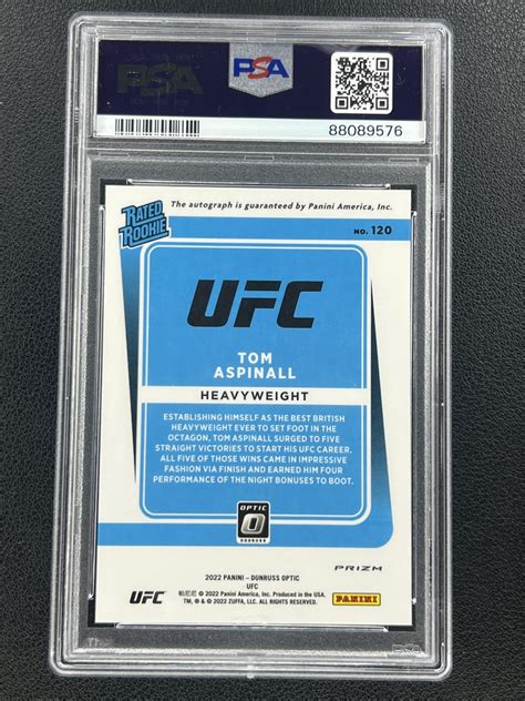 2022 Donruss Optic UFC Tom Aspinall RC Rated Rookie Auto Holo PSA 10