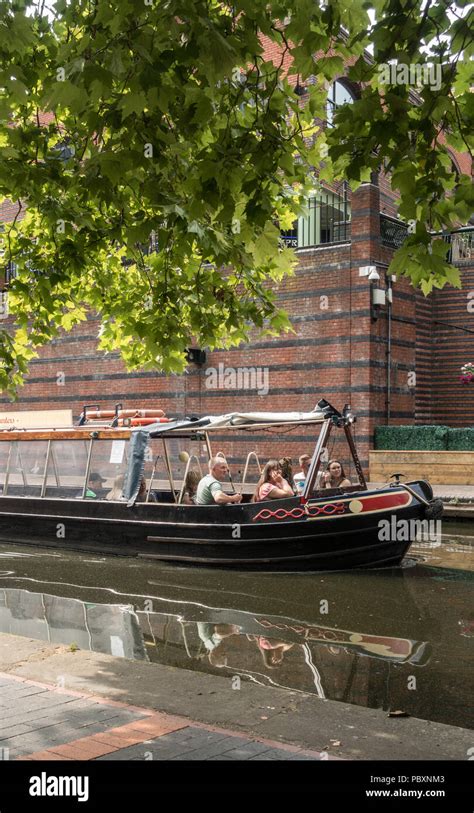 Canal Boats Along The Beautiful And Picturesque Birmingham Canals In