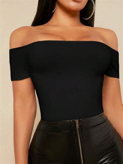 Shein Sxy Off Shoulder Solid Bodysuit Shein Usa