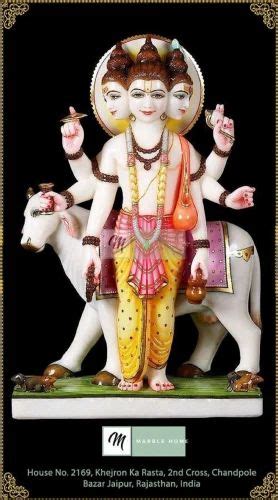 White Painted Marble Dattatreya Murti For Worship Size 1 Feet At Rs