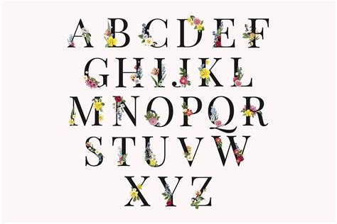 Floral alphabet set psd | Premium PSD - rawpixel