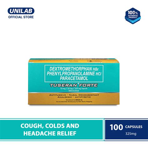 Unilab Tuseran Forte 100 Tablets Medicine For Relief Of Cough Colds