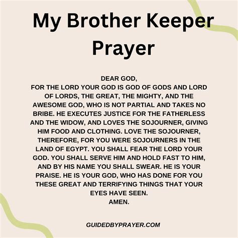 My Brother Keeper Prayer Guided By Prayer