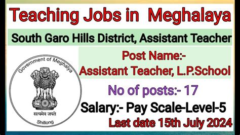 Teaching Jobs In South Garo Hills District Assistant Teacher 17 Posts