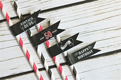 Vintage Dude Adult Birthday Favor Tags Cheers To 50 Years Etsy