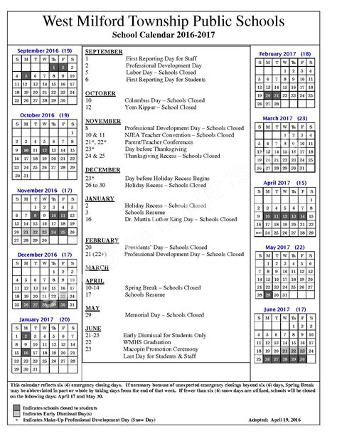 Warren Township Schools Calendar – Printable Template Calendar