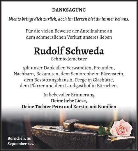 Rudolf Schweda Traueranzeige Sächsische Zeitung