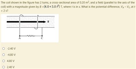 The Coil Shown In The Figure Has 2 Turns Cross Sectional Area Of 020 M