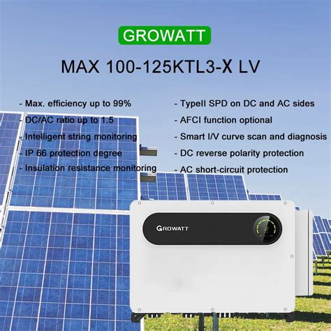 Growatt Inverter Max100~125ktl3 X Lv 120kw 125kw Three Phase Commercial