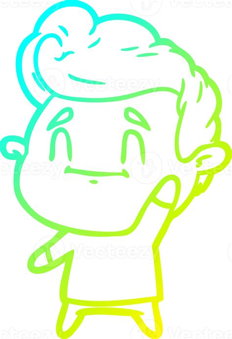 Cold Gradient Line Drawing Happy Cartoon Man 44958747 Png