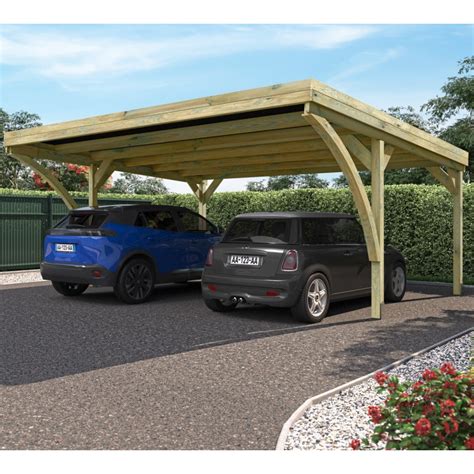 Carport double 30 9m² en bois autoclave Victor modern Forest Style