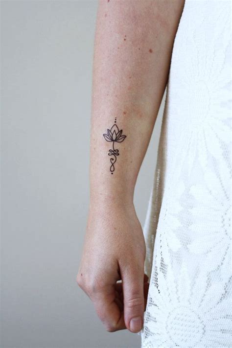 Unalome Lotus Temporary Tattoo Set Of Two Bohemian Temporary Etsy